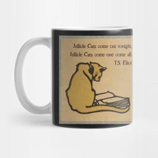 Vintage cat reads TS Eliot Mug